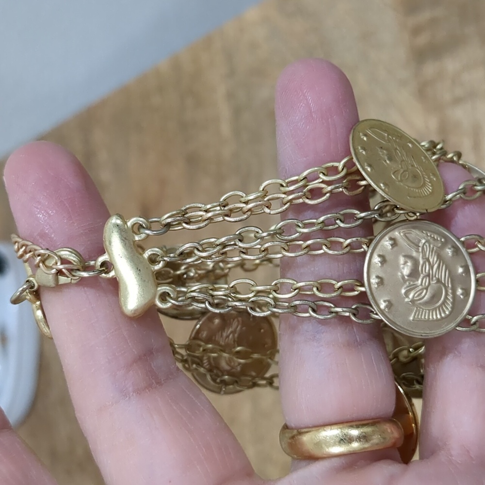 Greek Coins Multilayer Chains Bracelet - Picture 9 of 13